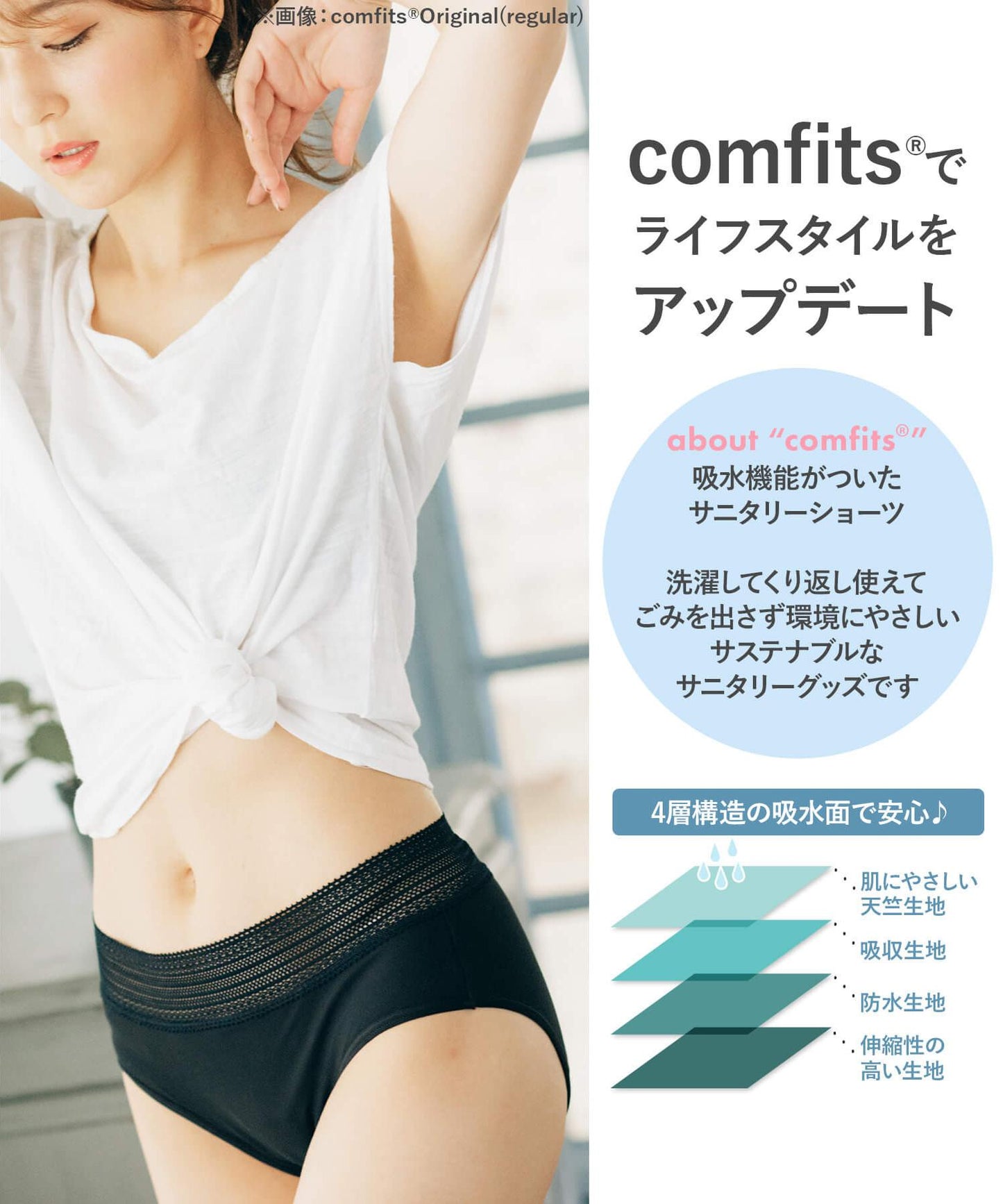 【メール便送料無料】【吸水ショーツ】comfits Regular (昼用)