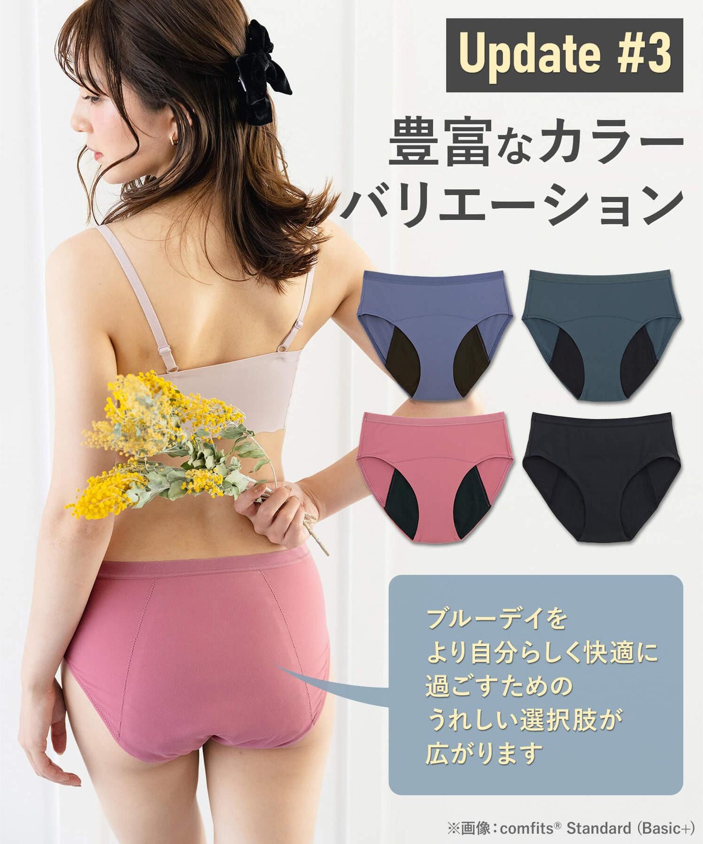 【吸水ショーツ】comfits 　Basic+（夜用）